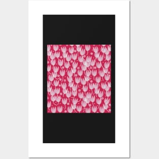 Tulips on red background Posters and Art